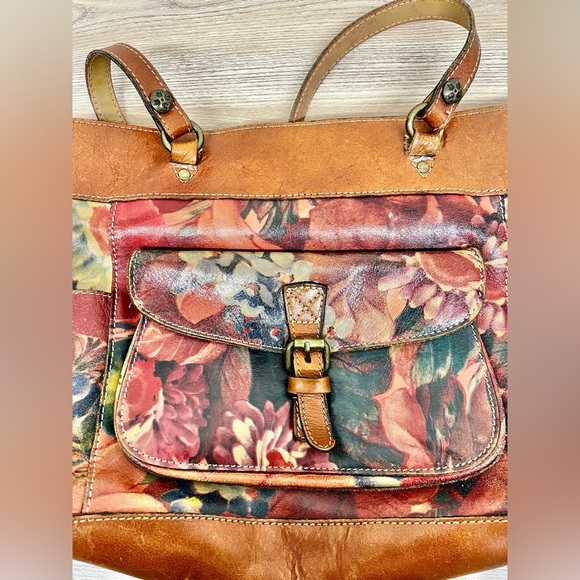Patricia Nash Bolsena Tote English Mums Multi Brown Earthy Floral Leather Bag - Picture 10 of 12